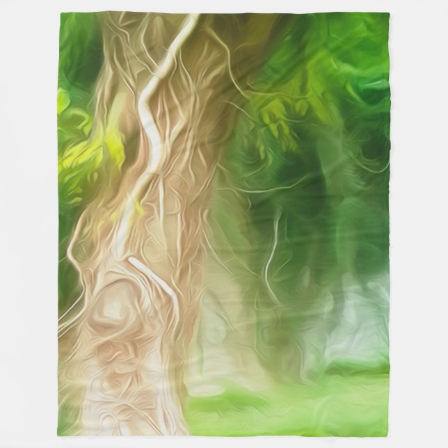 Fleece Blanket Dream Light Green Tree (Front)