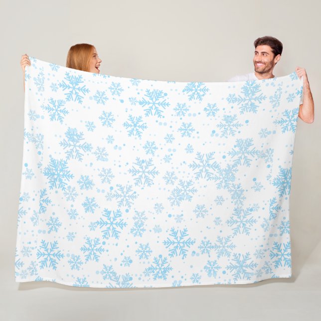 Fleece Blanket, Falling Blue Snowflakes (In Situ)
