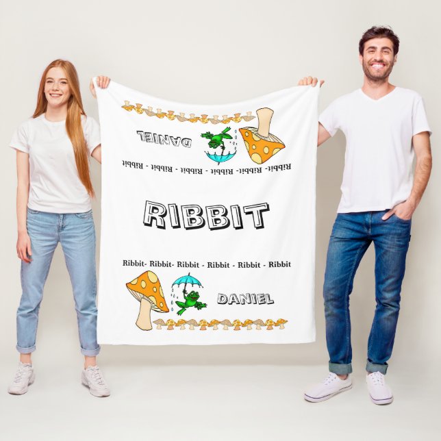 Fleece Blanket Frog Ribbit Mushroom (In Situ)