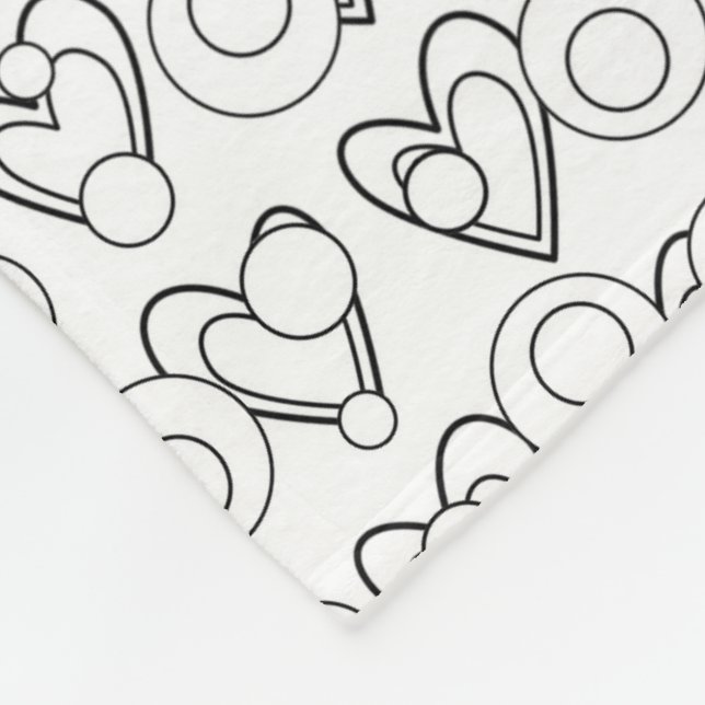 Fleece Blanket/Geometric Hearts and Circles Blanket (Corner)