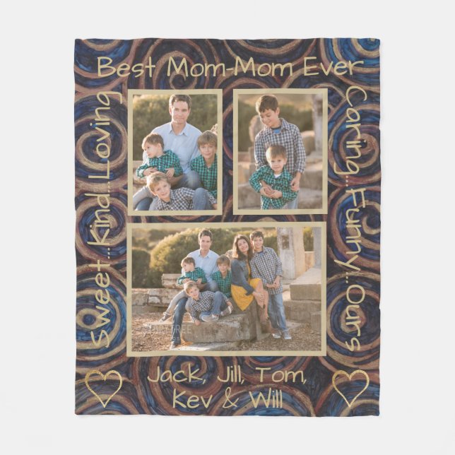 Fleece Blanket "Gold Blue Swirl" Photo Blanket (Front)