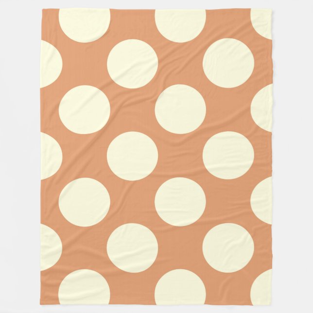 Fleece Blanket Large Circles Dots Brown Cream (Front)