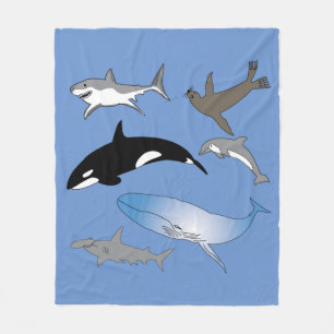Fleece blanket, marine life, ocean, wildlife blanket