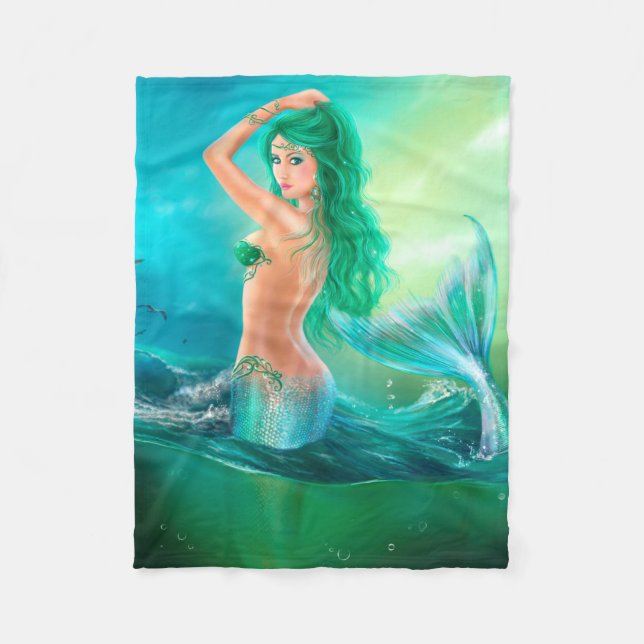 Fleece Blanket,mermaid fantasy at ocean Blanket (Front)