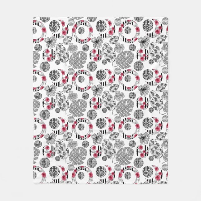 Fleece Blanket,Red and Black, Quilting ,Patchwork, Blanket (Front)