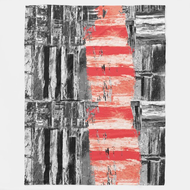 Fleece Blanket – Red Pulse Abstract Design (Front)