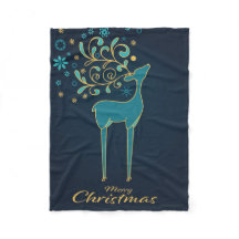 Fleece Blanket | Reindeer | Merry Christmas