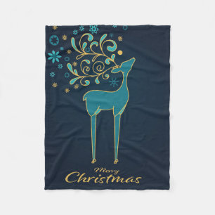 Fleece Blanket Reindeer Merry Christmas