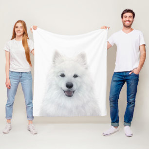 Fleece Blanket, Samoyed Dog by miart Blanket