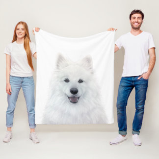 Fleece Blanket, Samoyed Dog by miart Blanket