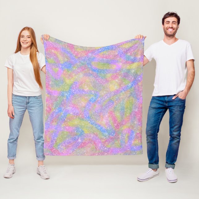 Fleece Blanket - Sparkly Pastel Rainbow (In Situ)