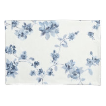 Fleece blanket with blue floral print