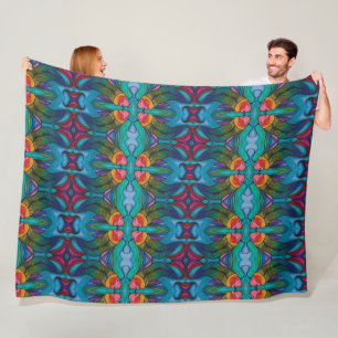 Fleece Blanket With Rainbow Koi Fish Design 