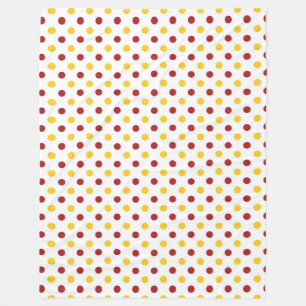 Fleece Blanket/Yellow and Burgundy Polka Dots Blanket