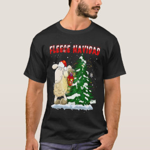 Fleece Feliz Navidad  Cute-Sheep Christmas T-Shirt