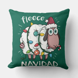 Fleece Feliz Navidad Funny Cute Sheep Christmas Cushion