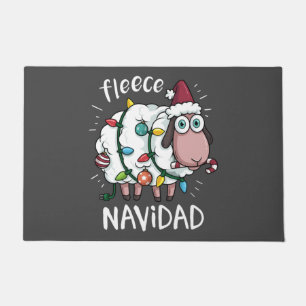 Fleece Feliz Navidad Funny Cute Sheep Christmas Doormat