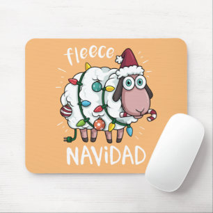 Fleece Feliz Navidad Funny Cute Sheep Christmas Mouse Pad