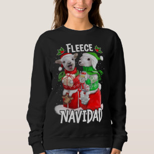 Fleece Feliz Navidad Funny Cute Sheep Christmas Sweatshirt