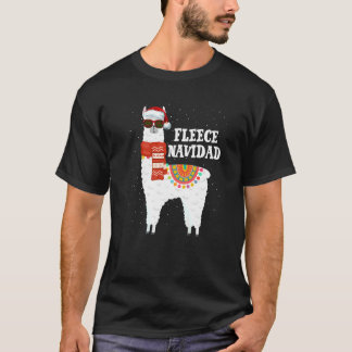 Fleece Feliz Navidad Llama Christmas Pyjamas Llama T-Shirt