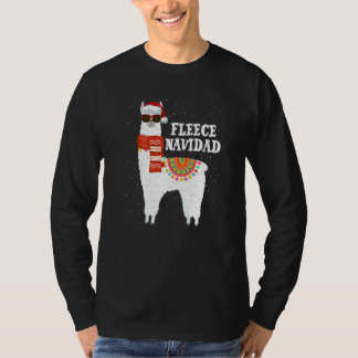 Fleece Feliz Navidad Llama Christmas Pyjamas Llama T-Shirt