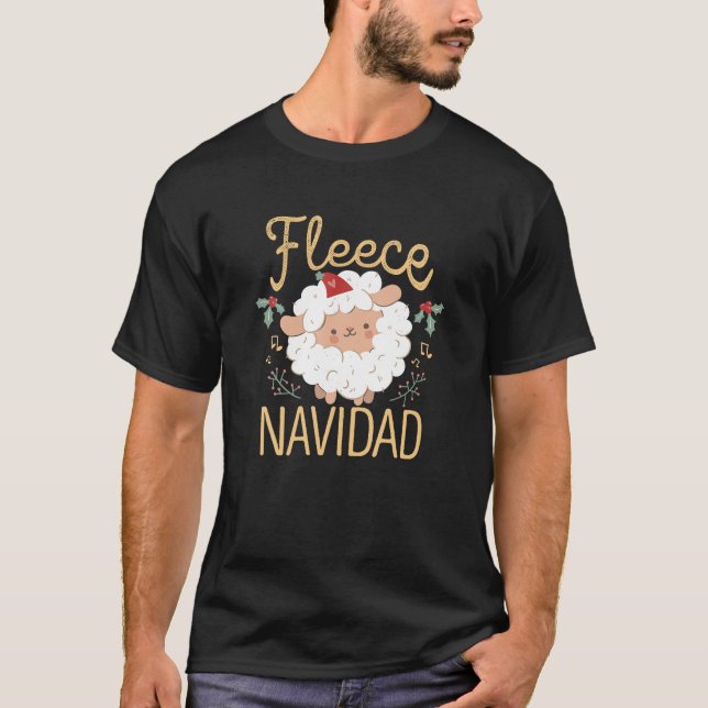 Fleece Feliz Navidad Llama Christmas Sheep Funny C T-Shirt (Front)