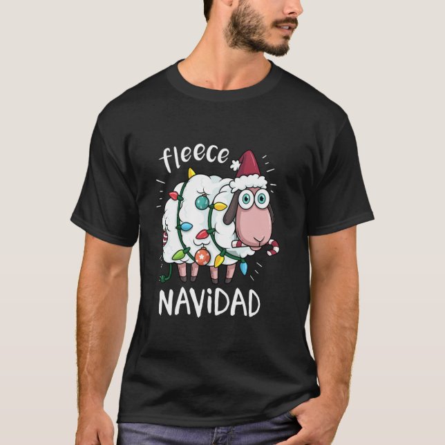 Fleece Feliz Navidad Mexican Spanish Xmas Sheep Ch T-Shirt (Front)