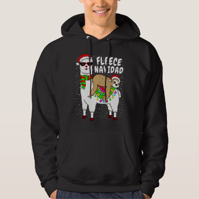 Fleece Feliz Navidad Sloth Hoodie (Front)