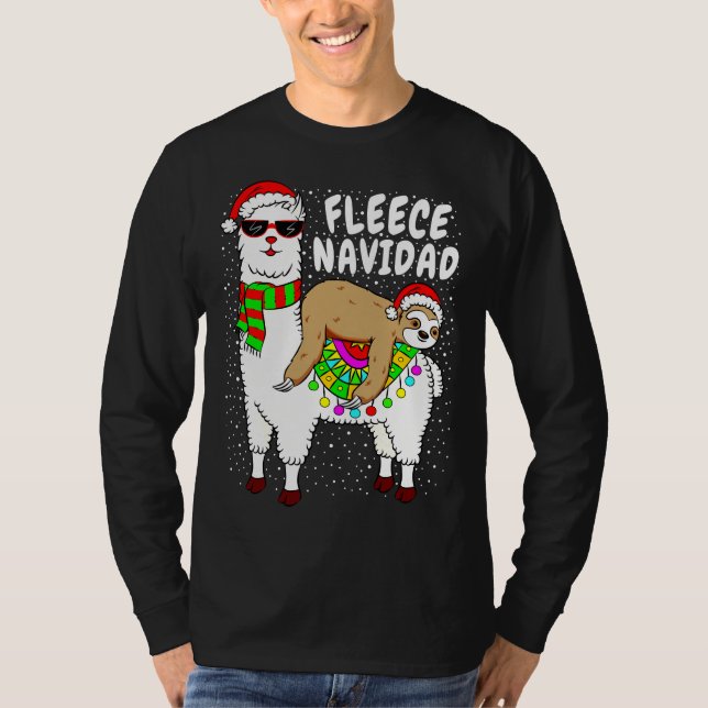 Fleece Feliz Navidad Sloth T-Shirt (Front)