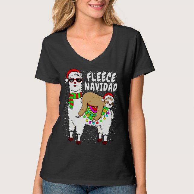 Fleece Feliz Navidad Sloth T-Shirt (Front)
