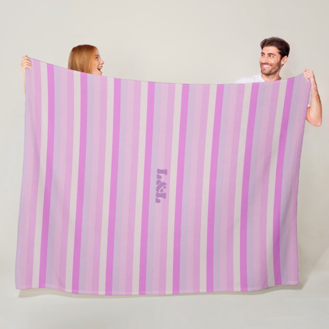 Fleece large blanket with stripes of pink pallet  (In Situ)