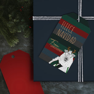 Fleece Navidad Chic Funny Festive Striped Sheep Gift Tags