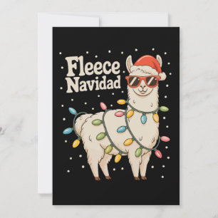 Fleece Navidad Christmas Llama Xmas Lights Holiday Card