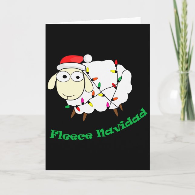Fleece Navidad - Christmas Sheep Long Sleeve  Card (Front)