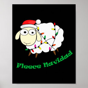 Fleece Navidad - Christmas Sheep Long Sleeve  Poster
