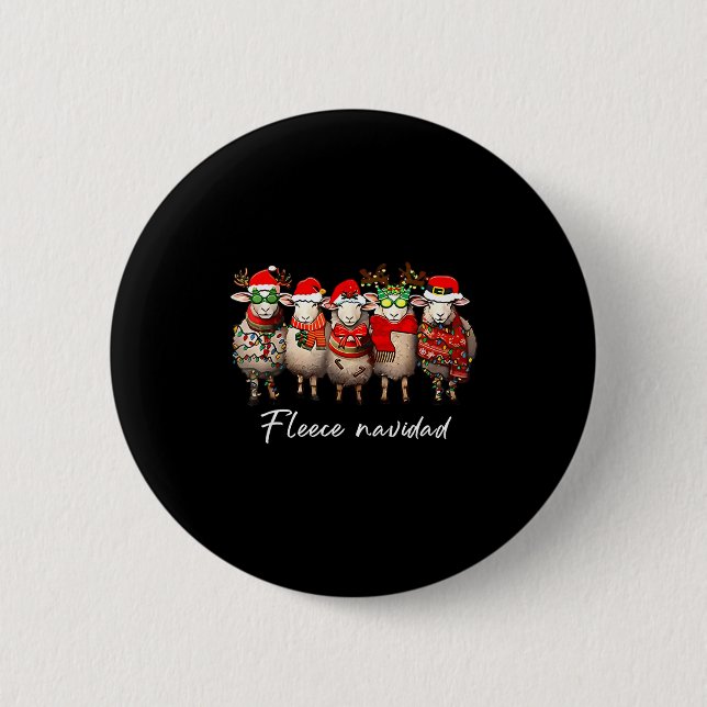 Fleece Navidad Christmas Spanish Sheep Santa Sheep 6 Cm Round Badge (Front)