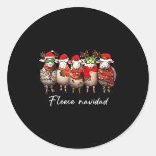 Fleece Navidad Christmas Spanish Sheep Santa Sheep Classic Round Sticker