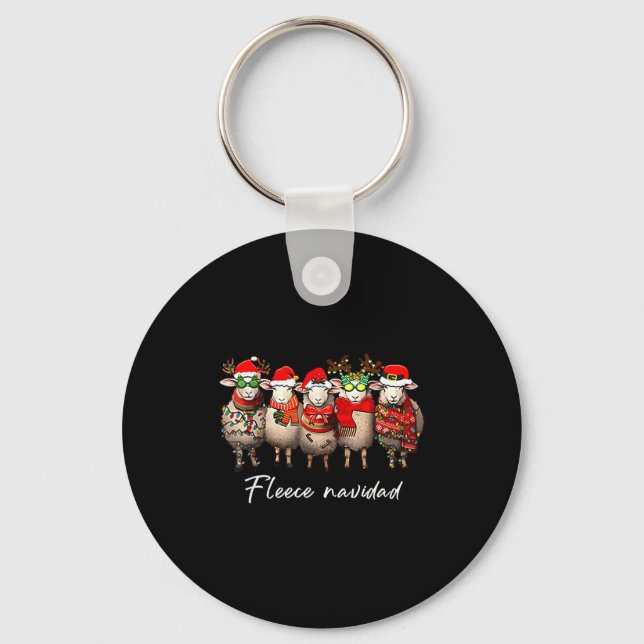 Fleece Navidad Christmas Spanish Sheep Santa Sheep Key Ring (Front)