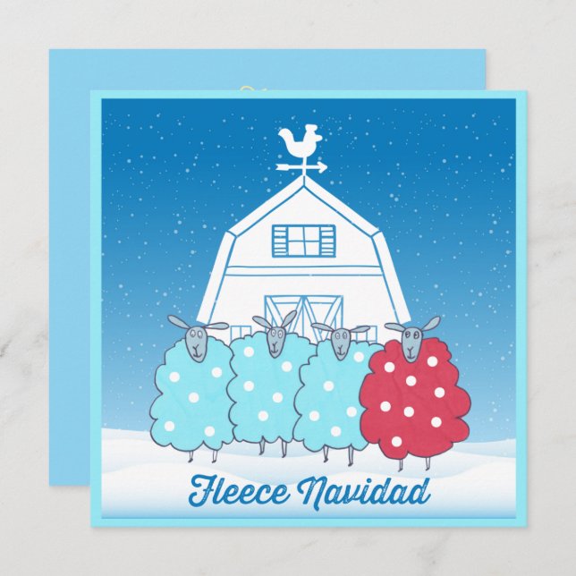 Fleece Navidad Cute Christmas Sheep Personalised Holiday Card (Front/Back)