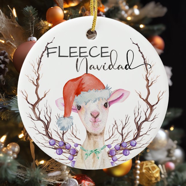 Fleece Navidad Cute Lamb Christmas Ceramic Tree Decoration (Creator Uploaded)