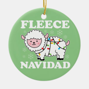 Fleece Navidad Feliz Funny Christmas Kawaii Sheep Ceramic Tree Decoration