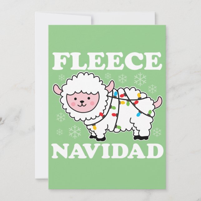 Fleece Navidad Feliz Funny Christmas Kawaii Sheep Invitation (Front)