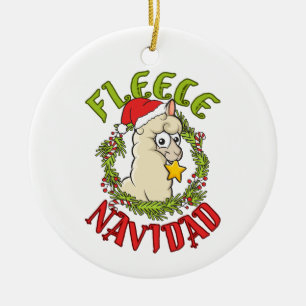 Fleece Navidad Funny Alpaca Christmas Ceramic Tree Decoration