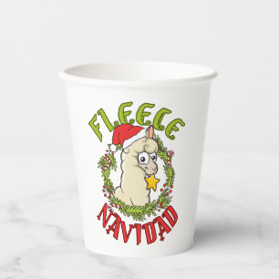 Fleece Navidad Funny Alpaca Christmas Paper Cups