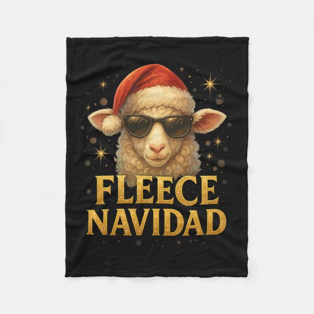 Fleece Navidad Funny Christmas Sheep Design  Blanket (Front)