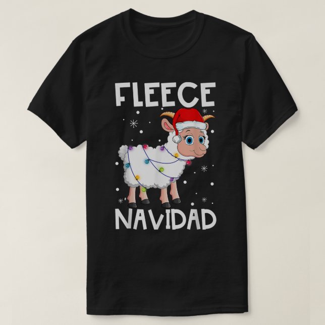 Fleece Navidad Funny Christmas Sheep Feliz Xmas Li T-Shirt (Design Front)