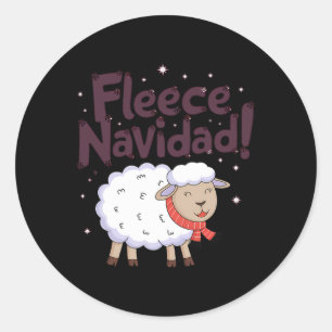 Fleece Navidad Funny Christmas Sheep Festive Classic Round Sticker