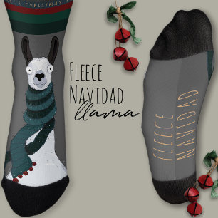 “Fleece Navidad” Funny Funny Chic Grey Llama Socks