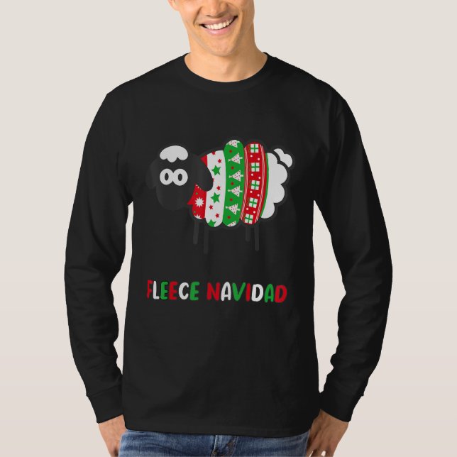 Fleece Navidad Funny Spanish Xmas Pun With Cute Sh T-Shirt (Front)