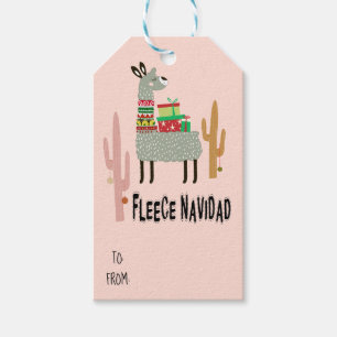 Fleece Navidad Llama Christmas Gift Tags